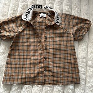Burberry Tan and Black Casual Button Down Shirt